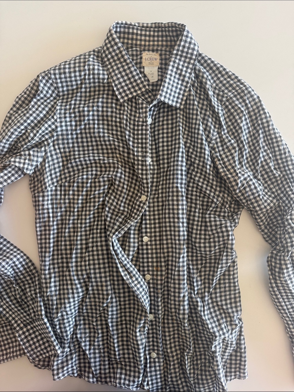 J. Crew Black & White Gingham Button-Down Shirt